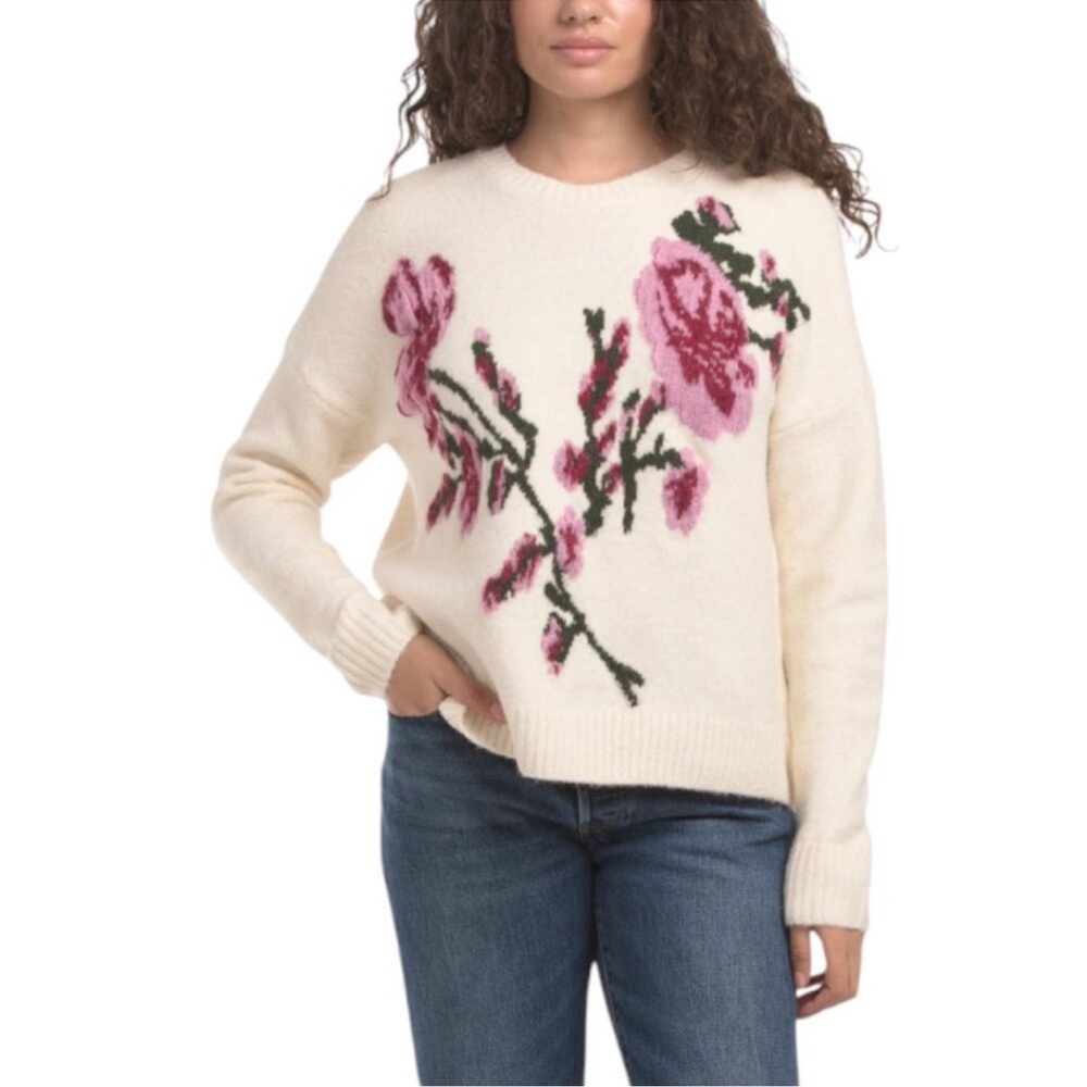 Ted Baker London Cream Floral Jacquard Sweater small NWT Pink Purple